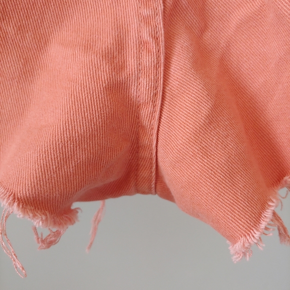 L.L. Bean High Waisted Jean Shorts Size 8 Coral Cutoffs - Picture 8 of 10
